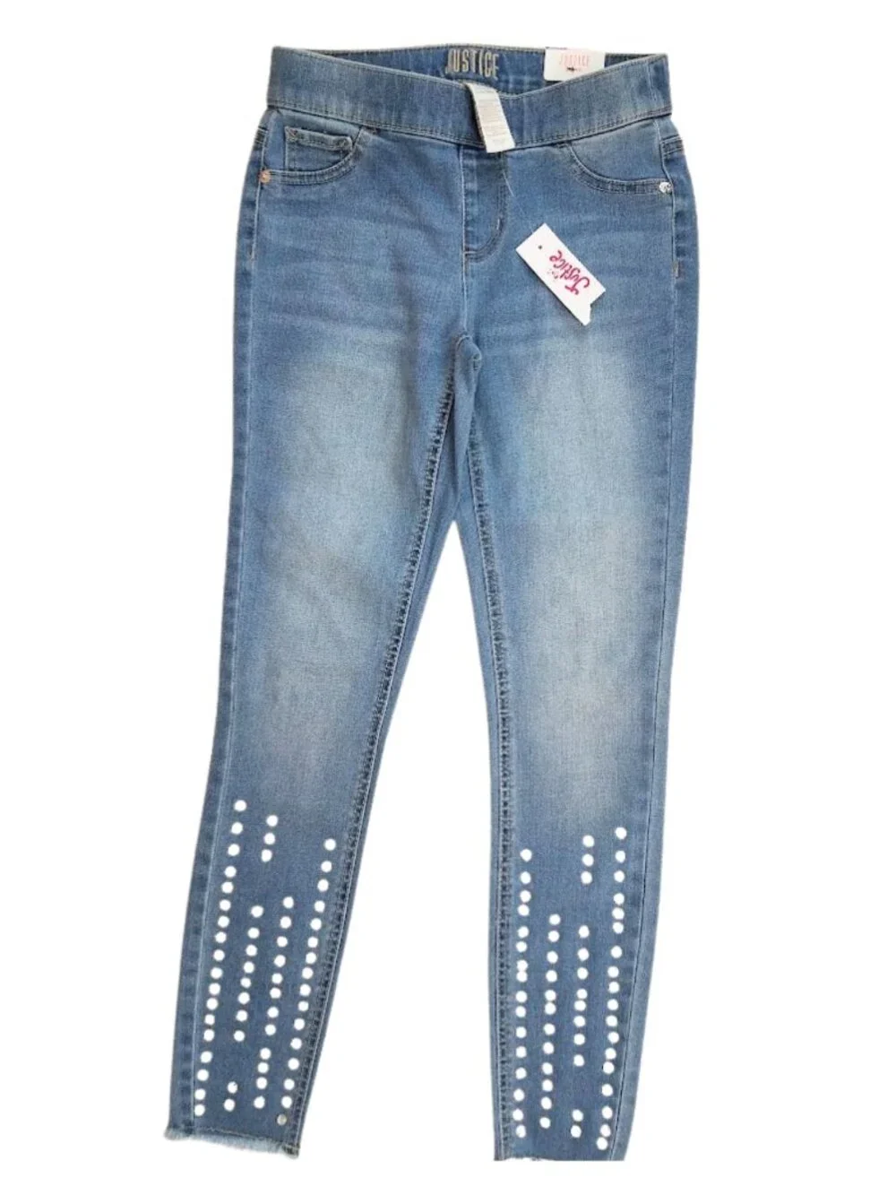 JUSTICE Embellished Mid Rise Pull-On Jean Leggings - Girl's 12 Slim